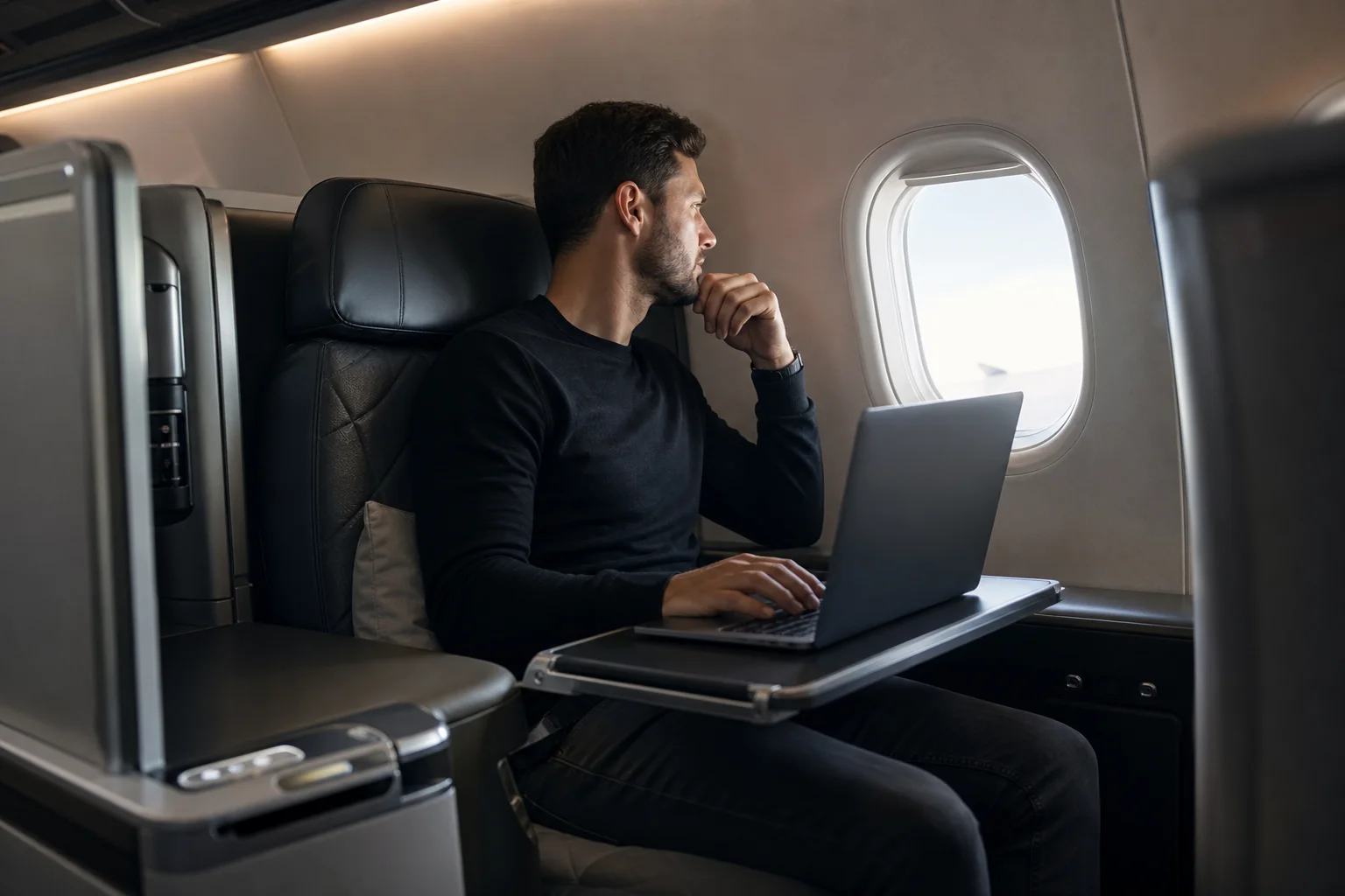 A321neo first class seat and tray table
